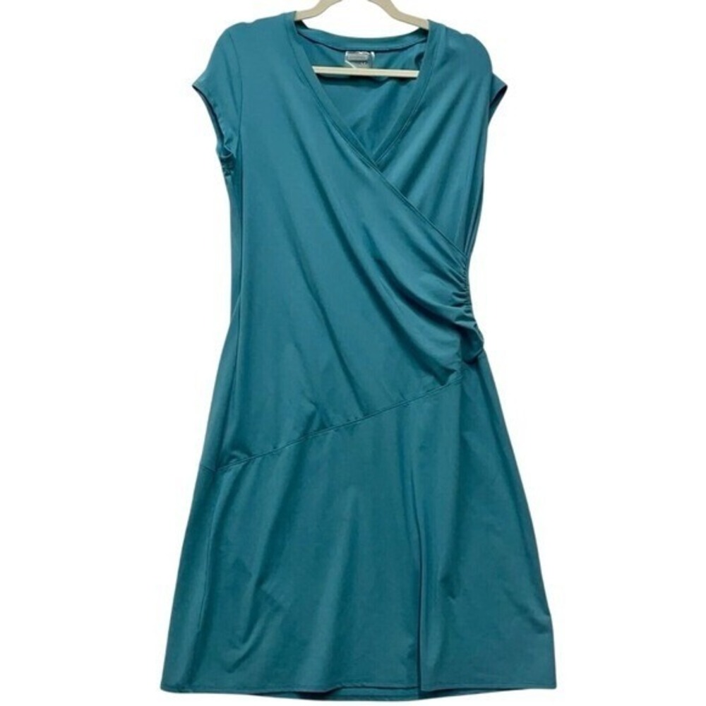 Athleta Women's Size L Teal Nectar Faux Wrap Dress Hiking Outdoor Activewear